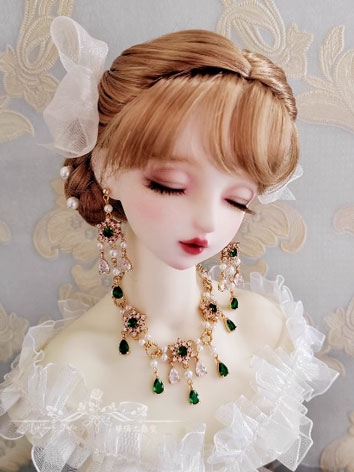 BJD Decoration Green Retro Earrings Necklace for SD MSD 70cm Size Ball-jointed doll