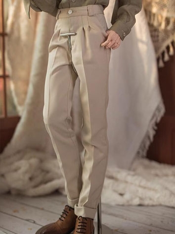 BJD Clothes Apricot Cuffed Pants for ID75/Muscle75/YC76 Size Ball-jointed Doll