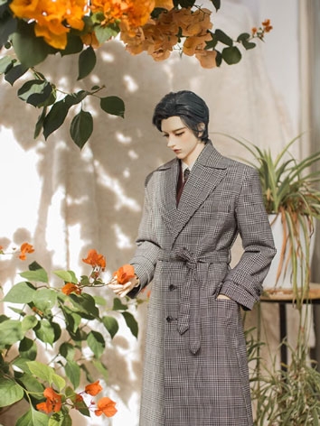 BJD Clothes Black and White Plaid Overcoat for ID75/Muscle75/YC76 Size Ball-jointed Doll