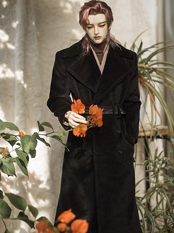 BJD Clothes Black Suede Overcoat for ID75/Muscle75/YC76 Size Ball-jointed Doll