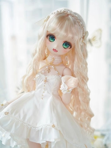 BJD Wig Long Curly Milk Hair for SD MSD Size Ball Jointed Doll