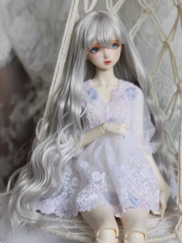 BJD Wig Female Silver Gray Long Curly Wig for SD MSD YOSD Size Ball-jointed Doll