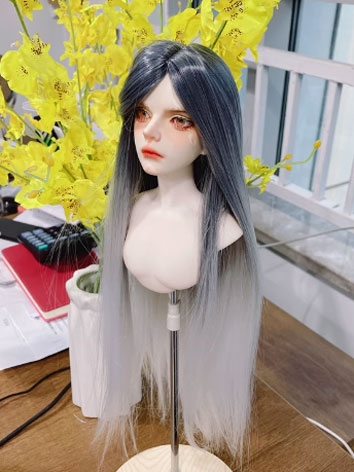 BJD Wig Female High Temperature Gray Long Straight Wig for SD MSD YOSD Size Ball-jointed Doll