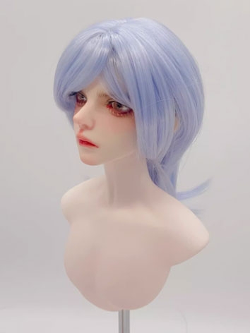 BJD Wig Male Light Blue High Temperature Wolf Tail Wig for SD MSD YOSD Size Ball-jointed Doll