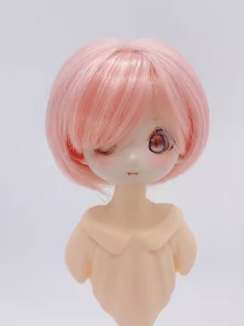 BJD Wig Female Pink High Temperature Short Wig for MSD YOSD Size Ball-jointed Doll