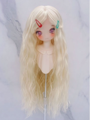BJD Wig Female Light Gold Soft Long Curly Wig for SD MSD YOSD Size Ball-jointed Doll