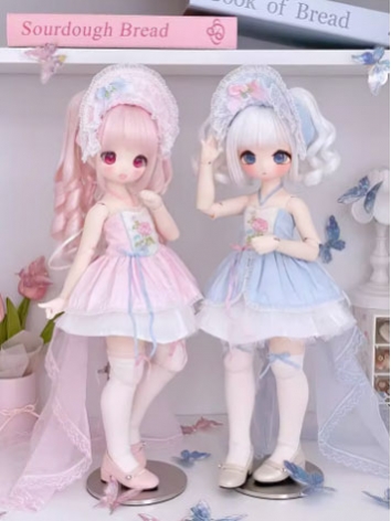 BJD Clothes Rose Ballet Pink Blue Dress Suits for MSD Size Ball-jointed Doll