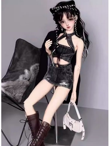 BJD Clothes Black Blue Deni...