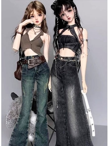 BJD Clothes Black Blue Denim Jeans for SD MSD Ball-jointed Doll