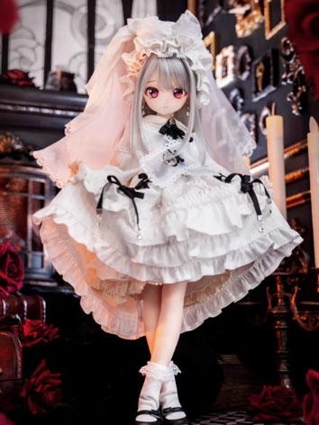 BJD Clothes Blue White Dres...