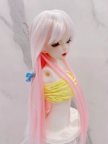 BJD Wig Female White and Pi...