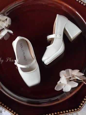 BJD Shoes Female Beige Silk...