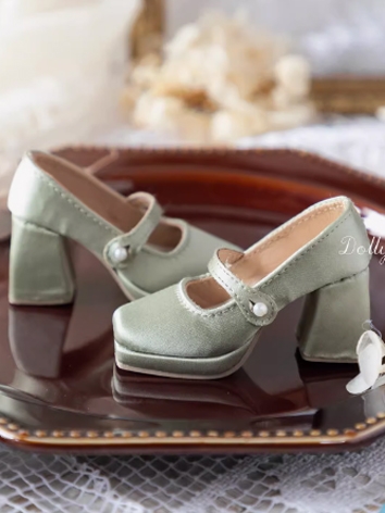 BJD Shoes Female Green Silk...