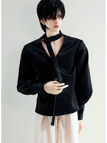 BJD Clothes Black V-neck Ri...
