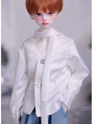 BJD Clothes White V-neck Ri...