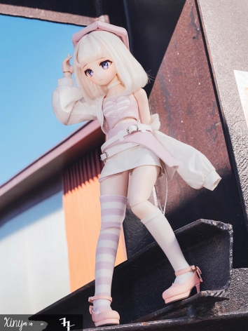 BJD Clothes Pink and White Top Skirt Suit for MSD Size Ball-joined Doll