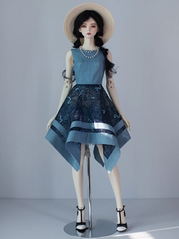 BJD Clothes Female Blue Denim Sleeveless Dress for SD/70cm Size Ball-jointed Doll