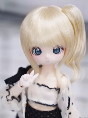 BJD Wig Light Gold Long Pon...