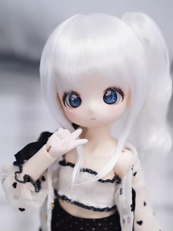 BJD Wig White Long Ponytail...