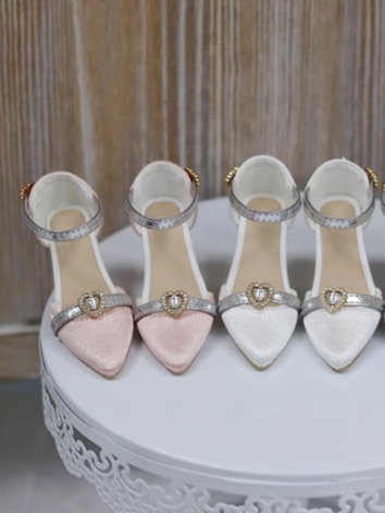 BJD Shoes Girl White Pink B...