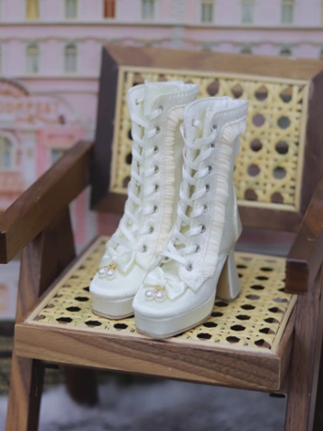 BJD Shoes Girl  White Beige...