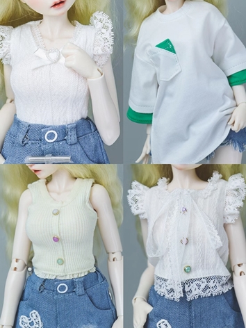 BJD Clothes Girl White T-sh...