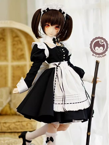 BJD Clothes Black White British Maid Dress Suits for DD SDGR AS58/62 Size Ball-jointed Doll