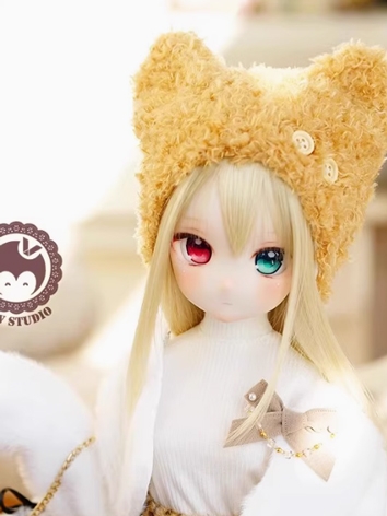 BJD Hat Girl Brown White Ha...