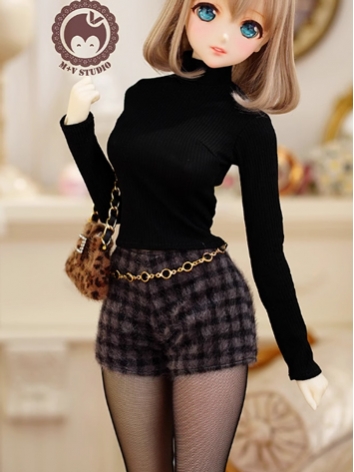 BJD Clothes Girl Gray Plaid Shorts for SD Size Ball-jointed Doll