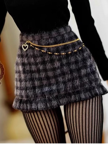 BJD Clothes Girl Gray Plaid Skirt for SD MSD Size Ball-jointed Doll