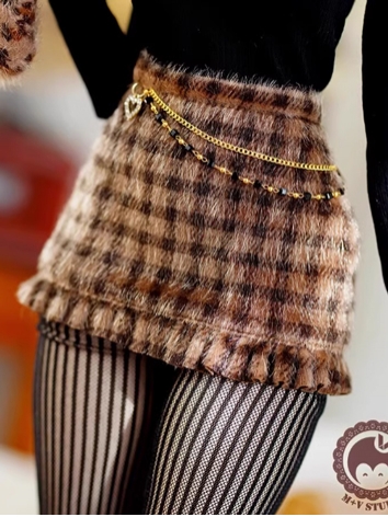 BJD Clothes Girl Brown Plaid Skirt for SD MSD Size Ball-jointed Doll