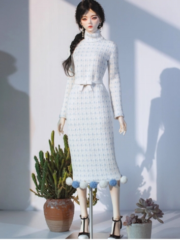 BJD Clothes Female Blue Knit Dress for SD 70cm Size Ball-jointed Doll
