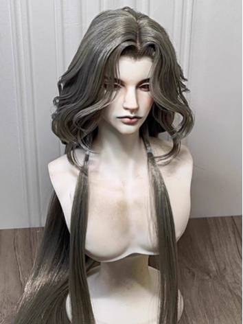 BJD Wig Boy Dull Cyan Long Wig for SD MSD Size Ball-jointed Doll
