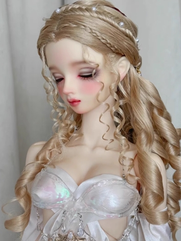 BJD Wig Girl Gold Black Bro...