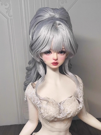 BJD Wig Girl Silver Pink Wh...