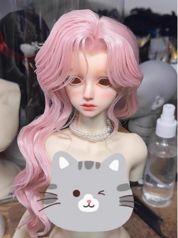 BJD Wig Girl Pink Black Lon...