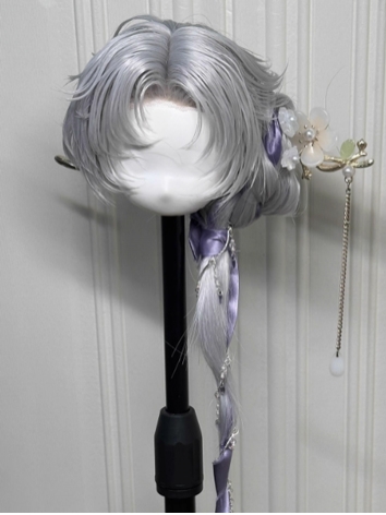 BJD Wig Girl Silver Black White Long Style Wig for SD MSD Size Ball-jointed Doll