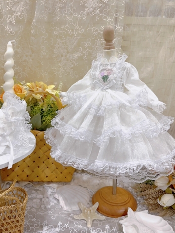 BJD Clothes Girl White Dress Set for SD/MSD/YOSD/BLYTHE/40cm/20cm/15cm Size Ball Jointed Doll